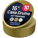 O'CREME Gold Wraparound Cake Pastry Round Drum Board 1/4 Inch Thick, 16 Inch Diameter - Pack of 10