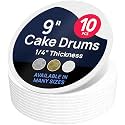 O'CREME Round Cake Drum Board Wraparound 9 Inch White 10 Pack
