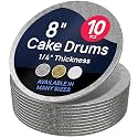 O'CREME Round Cake Drum Board Silver Wraparound 8 Inch – 10 Pack