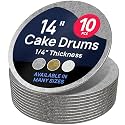 O'CREME Round Cake Drum Board Silver Wraparound 14 Inch 10 Pack