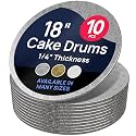 O'CREME Round Cake Drum Board Silver Wraparound 18 Inch, 10 Pack