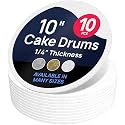 O'CREME Round Cake Drum Board 10 Inch White Wraparound 1/4 Thick