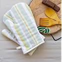 Oak &amp; Lily 100% Cotton Oven Gloves (Set of 2, Multicolor Stripes Print) | Heat Proof, Quilted &amp; Washable | 15 x 30 cm | Oven Mittens for Microwave | Ideal for Cooking &amp; Baking