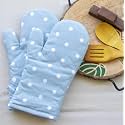 Oak &amp; Lily 100% Cotton Oven Gloves (Set of 2, Beige Heart Print) | Heat Proof, Quilted &amp; Washable | 15 x 30 cm | Oven Mittens for Microwave | Ideal for Cooking &amp; Baking
