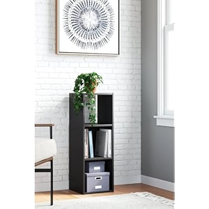 oakcraft multipurpose single cube storage organizer unit bed side table type rack diy shelf cabinet space saver 3-cube black