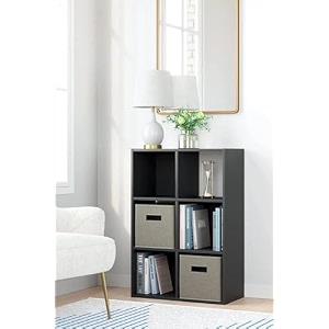 oakcraft multipurpose single cube storage organizer unit bed side table type rack diy shelf cabinet space saver 6-cube black