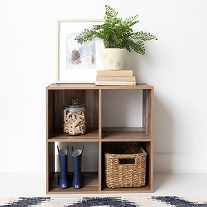 oakcraft multipurpose single cube storage organizer unit bed side table type rack diy shelf cabinet space saver 4-cube brown
