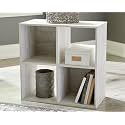 Oakcraft Multipurpose Single Cube Storage Organizer Unit Bed Side Table Type Rack DIY Shelf Cabinet Space Saver (4-Cube, Whitewash)