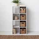 Oakcraft Multipurpose Single Cube Storage Organizer Unit Bed Side Table Type Rack DIY Shelf Cabinet Space Saver (8-Cube, Whitewash)