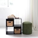 Oakcraft Multipurpose Single Cube Storage Organizer Unit Bed Side Table Type Rack DIY Shelf Cabinet Space Saver (4-Cube, Black)