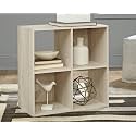 Oakcraft Multipurpose Single Cube Storage Organizer Unit Bed Side Table Type Rack DIY Shelf Cabinet Space Saver (4-Cube, Beige)