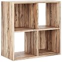 Oakcraft Multipurpose Single Cube Storage Organizer Unit Bed Side Table Type Rack DIY Shelf Cabinet Space Saver (4-Cube, Natural)