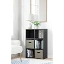 Oakcraft Multipurpose Single Cube Storage Organizer Unit Bed Side Table Type Rack DIY Shelf Cabinet Space Saver (6-Cube, Black)