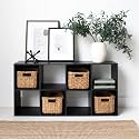 Oakcraft Multipurpose Single Cube Storage Organizer Unit Bed Side Table Type Rack DIY Shelf Cabinet Space Saver (8-Cube, Black)