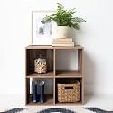 Oakcraft Multipurpose Single Cube Storage Organizer Unit Bed Side Table Type Rack DIY Shelf Cabinet Space Saver (4-Cube, Brown)