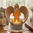 OakiWay Memorial Candle Gifts – Angel Figurines Tealight Candle Holder, Sympathy Gifts for Loss of Loved One, W/Flickering Led Candle, Bereavement, Grief, Funeral, Remembrance, Memory Home Decorations