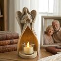 OakiWay Sympathy Gifts - Angel Candle Holder Statue W/Flickering LED Candle - Memorial Gifts for Loss of Loved One, Bereavement, in Memory, Grief, Funeral, Remembrance Gifts, Home Decorations