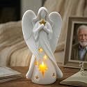 OakiWay Sympathy Gifts - Star Angel Tealight Candle Holder with Flickering LED Candle, Memorial Present for Loss of Loved One, Bereavement &amp; Remembrance Home Decor