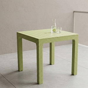 oaknest supreme summit 4-seater square plastic dining table - heavy duty rattan finish outdoor patio amp balcony furniture mehandi green