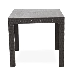 oaknest supreme summit 4-seater square plastic dining table - heavy duty rattan finish outdoor patio amp balcony furniture cane