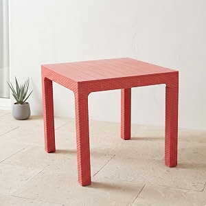 oaknest supreme summit 4-seater square plastic dining table - heavy duty rattan finish outdoor patio amp balcony furniture coke red