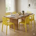 Oaknest Unboxing Furniture Supreme Web Plastic Chair| Armless Chair for Dining Room Set, Cafe and Restaurents | Weight Bearing Upto 220kg | 6 Months Warranty*| (Color: Lemon Yellow | Set of 4 Piece)