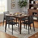 Oaknest Unboxing Furniture Oaknest Supreme Web Plastic Chair| Armless Chair For Dining Room Set,Cafe And Restaurents | Weight Bearing Upto 220Kg | 6 Months Warranty*| (Color: Jet Black | Set Of 4 Pc)