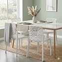 Oaknest Unboxing Furniture Supreme Web Plastic Chair| Armless Chair for Dining Room Set, Cafe and Restaurents | Weight Bearing Upto 220kg | 6 Months Warranty*| (Color: Milky White | Set of 4 Piece)