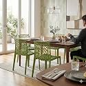 Oaknest Unboxing Furniture Supreme Web Plastic Chair| Armless Chair for Dining Room Set, Cafe and Restaurents | Weight Bearing Upto 220kg | 6 Months Warranty*| (Color: Mehndi Green | Set of 4 Piece)