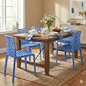 Oaknest Unboxing Furniture Supreme Web Plastic Chair| Armless Chair for Dining Room Set, Cafe and Restaurents | Weight Bearing Upto 220kg | 6 Months Warranty*| (Color: Soft Blue | Set of 4 Piece)