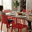 Oaknest Unboxing Furniture Supreme Web Plastic Chair| Armless Chair for Dining Room Set, Cafe and Restaurents | Weight Bearing Upto 220kg | 6 Months Warranty*| (Color: Coke Red | Set of 2 Piece)
