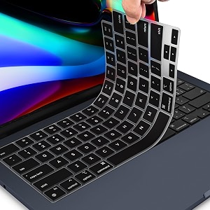oaky keyboard protector for 2021-2024 release m1m2m3 promax chip macbook pro 1423416234 a2918 a2992 a2779 a2442 a2991 a2780 a24858 keyboard skin protector - silicon black