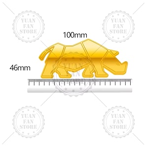 oan 3d chrome emblem automotive car bike badges logo self adhesive sticker rhinoceros gold - 10x5 cm pack of 1