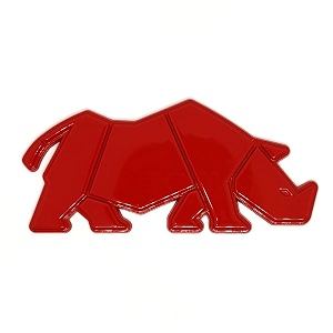 oan 3d chrome emblem automotive car bike badges logo self adhesive sticker rhinoceros red - 10x5 cm pack of 1