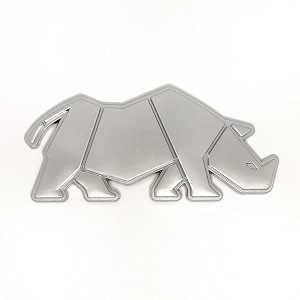 oan 3d chrome emblem automotive car bike badges logo self adhesive sticker rhinoceros silver - 10x5 cm pack of 1