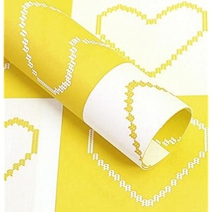 oasis 20 sheets korean style transparent waterproof premium bouquet wrapping sheet 58 cm x 58 cm  yellow amore heart design flower wrapping sheet  elegant packaging for bouquets gift wrapping and more
