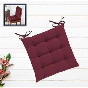 cotton shell  mixfiber filled multipurpose chair cushionpad with ties - pack of 1 40x40cm - 1634x1634 bordeaux
