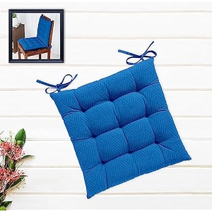 cotton shell  mixfiber filled multipurpose chair cushionpad with ties - pack of 1 40x40cm - 1634x1634 dark blue