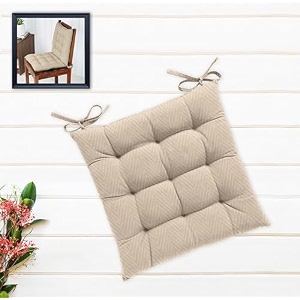 cotton shell  mixfiber filled multipurpose chair cushionpad with ties - pack of 1 40x40cm - 1634x1634 beige