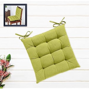 cotton shell  mixfiber filled multipurpose chair cushionpad with ties - pack of 1 40x40cm - 1634x1634 green