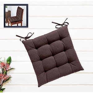 cotton shell  mixfiber filled multipurpose chair cushionpad with ties - pack of 1 40x40cm - 1634x1634 french roast