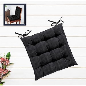 cotton shell  mixfiber filled multipurpose chair cushionpad with ties - pack of 1 40x40cm - 1634x1634 black