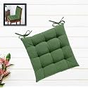 Cotton Shell | Mixfiber Filled |Multipurpose Chair Cushion/Pad with Ties - Pack of 1 (40x40CM - 16"x16", Dark Green)