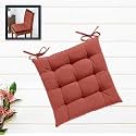 Cotton Shell | Mixfiber Filled |Multipurpose Chair Cushion/Pad with Ties - Pack of 1 (40x40CM - 16"x16", Brown)
