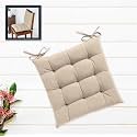 Cotton Shell | Mixfiber Filled |Multipurpose Chair Cushion/Pad with Ties - Pack of 1 (40x40CM - 16"x16", Beige)