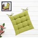 Cotton Shell | Mixfiber Filled |Multipurpose Chair Cushion/Pad with Ties - Pack of 1 (40x40CM - 16"x16", Green)