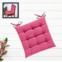 Cotton Shell | Mixfiber Filled |Multipurpose Chair Cushion/Pad with Ties - Pack of 1 (40x40CM - 16"x16", Pink)