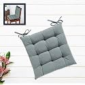 Cotton Shell | Mixfiber Filled |Multipurpose Chair Cushion/Pad with Ties - Pack of 1 (40x40CM - 16"x16", Grey)