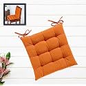Cotton Shell | Mixfiber Filled |Multipurpose Chair Cushion/Pad with Ties - Pack of 1 (40x40CM - 16"x16", Orange)