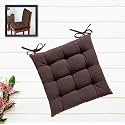 Cotton Shell | Mixfiber Filled |Multipurpose Chair Cushion/Pad with Ties - Pack of 1 (40x40CM - 16"x16", French Roast)